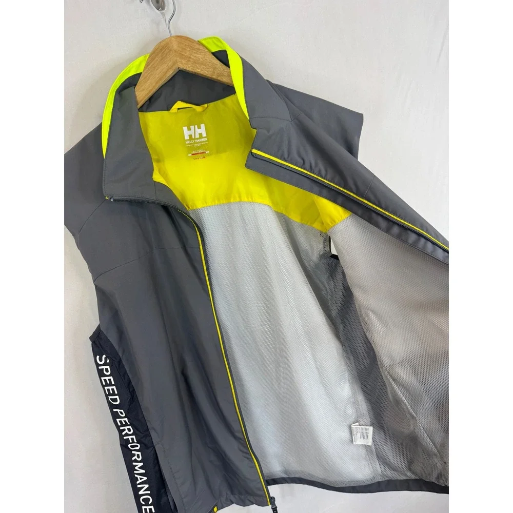 Helly Hansen Speed Performance HH Vest Grey Neon Yellow Full Zip Mens XL
